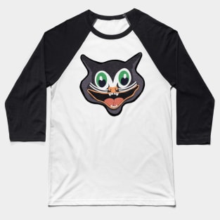 Felt Look Vintage Halloween Cat Face | Cherie's Art(c)2021 Baseball T-Shirt